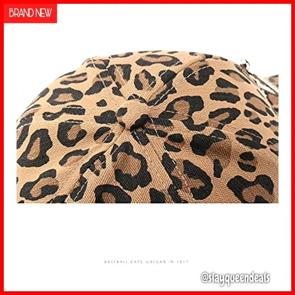 Adjustable Dad Hat Unconstructed Baseball Cap Cotton Leopard Pattern